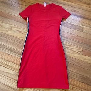 Bodycon knee length side stripe dress